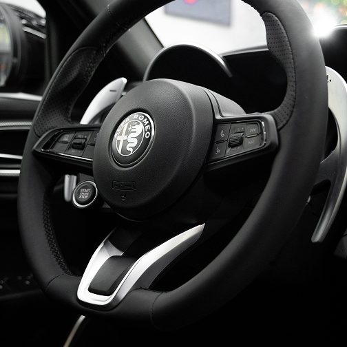 Thanos Designs Alfa Romeo Veloce Steering Wheel Close Up