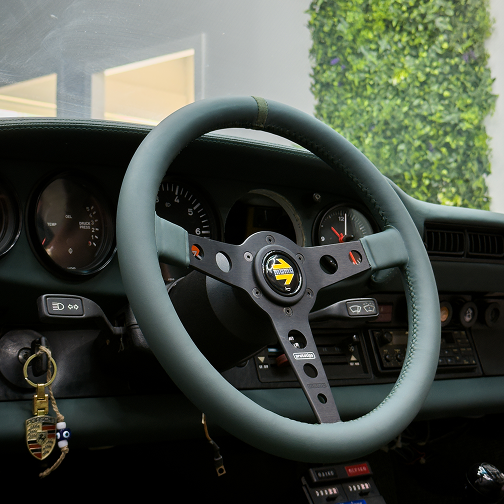 Thanos Designs Porsche Carrera Classic Steering Wheel Close Up